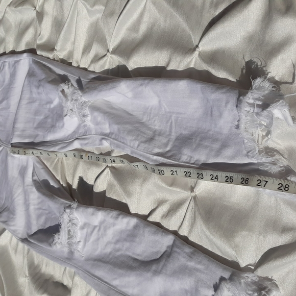 L'AGENCE Sz 28 High Line High Rise Skinny Blanc Destruct Distressed Hem Jeans - Picture 12 of 17
